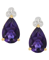 Macy's Amethyst (2-1/5 ct. t.w.) & Diamond Accent Stud Earrings 14k Yellow Gold (Also Available Multi-Stones)