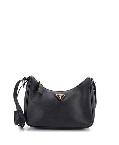 Pre-Owned Prada Mini Adjustable Handle Zip Hobo Saffiano Leather