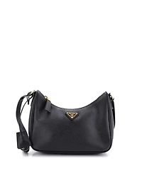 Pre-Owned Prada Mini Adjustable Handle Zip Hobo Saffiano Leather