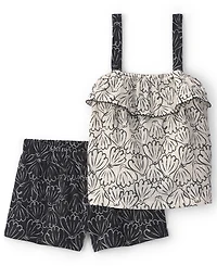 Carter's Girls' 2T-5T Floral Ruffle Top and Shorts, 2-Piece Set