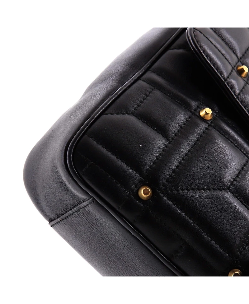 Pre-Owned Gucci Medium Gg Marmont Flap Bag Studded Matelasse Leather