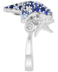 Effy Collection White Sapphire (1/4 ct. t.w.) & Blue Sapphire (1-1/5 ct. t.w.) Ring in Sterling Silver with White Rhodium