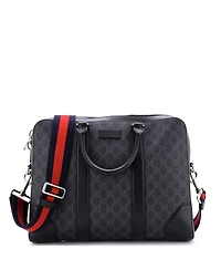 Pre-Owned Gucci Medium Convertible Zip Around Briefcase Gg Coated Canvas