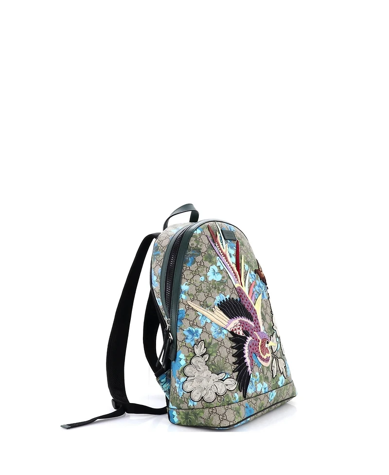 Pre-Owned Gucci Medium Zip Backpack Embroidered Printed Gg Coated Canvas