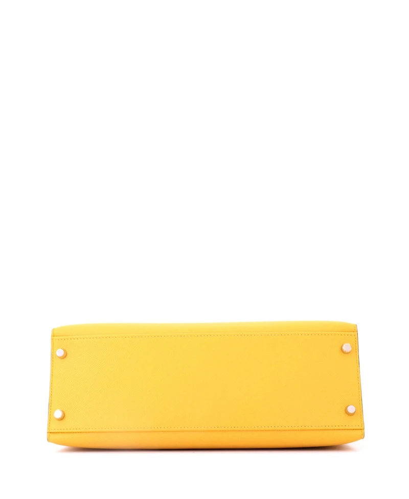 Pre-Owned HERMES Kelly 32 Handbag Yellow Epsom with Palladium Hardware