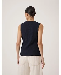 Hush Women's Textured Sleeveless Button Through Top