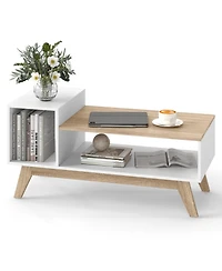 Gouun 43 in Stepped-Top Coffee Table with Color Block Design and Storage