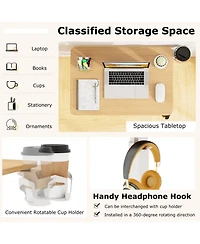 Gouun Height Adjustable Mobile Overbed Bedside Table with Cup Holder