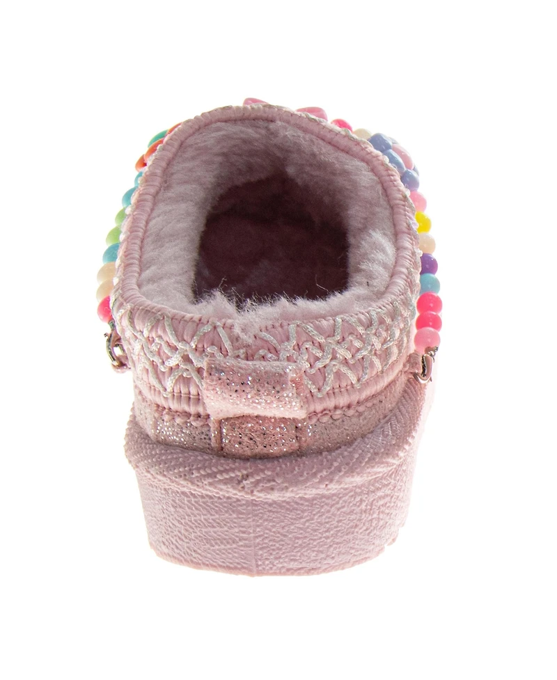 Josmo Big Girls Beaded Plush Slip On Slippers (Toddler)