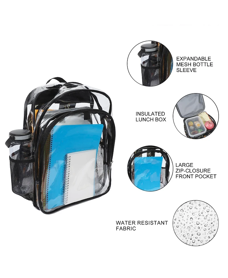 Dragon Ball Z Goku 2-Piece 16" Kids Clear Backpack and Lunch Box Set For School And Travel