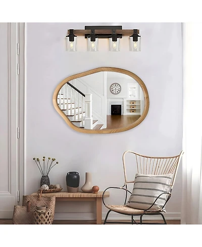 Busdays 32"x22" Irregular Asymmetrical Wall Mirror, Wavy Abstract Accent Mirror for Living Room Bathroom Bedroom Entryway