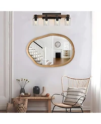 Busdays 32"x22" Irregular Asymmetrical Wall Mirror, Wavy Abstract Accent Mirror for Living Room Bathroom Bedroom Entryway