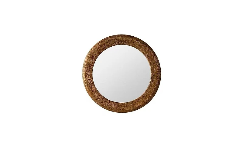 Busdays 31.3" Hammered Gold Round Wall Mirror