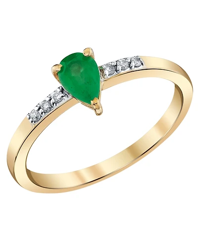 Macy's Emerald (3/8 ct. t.w.) & Diamond Accent Ring in 10k Yellow Gold