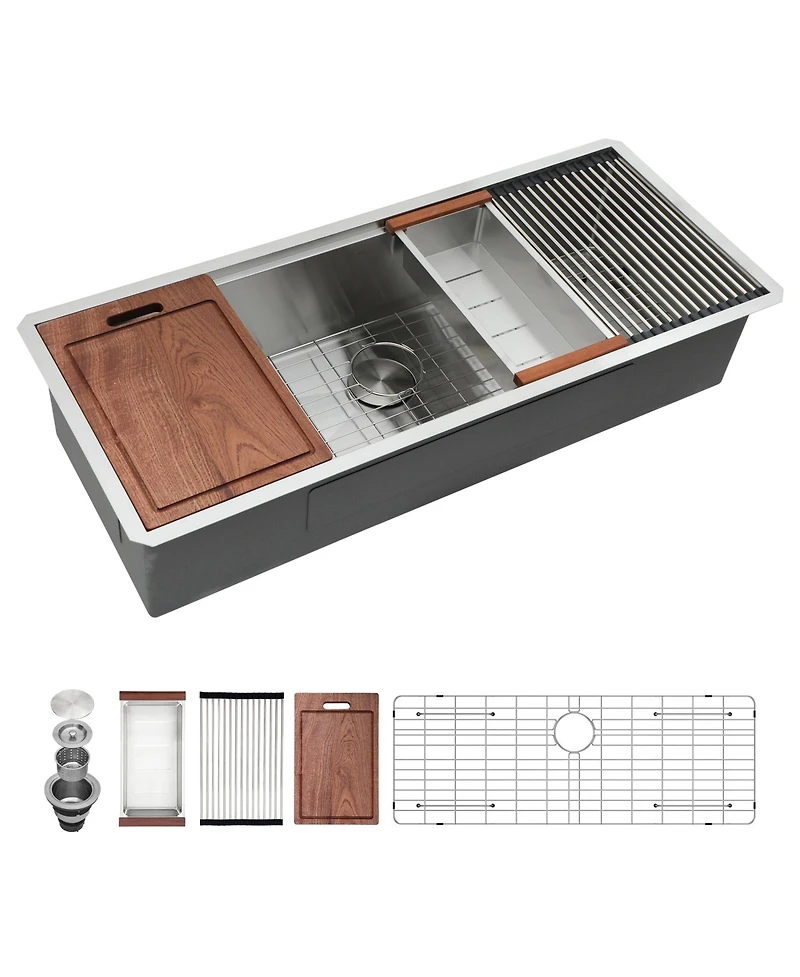 Busdays 45 x 19 x 10 Inch Single Bowl Undermount Workstation Kitchen Sink