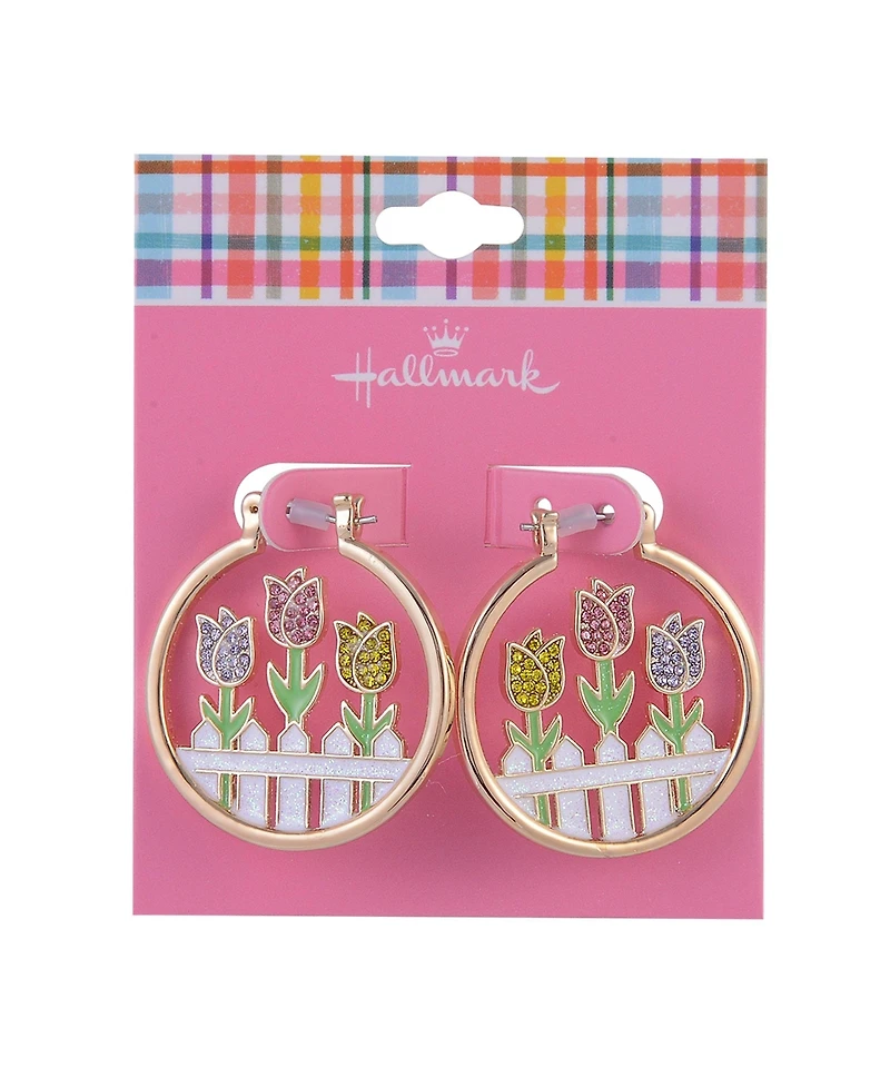 Hallmark Tulip Theme Hoop Earrings