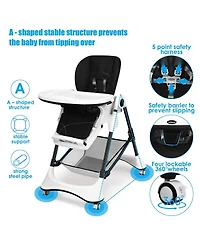 Sugift A Shaped Baby High Chair with Lockable Wheels