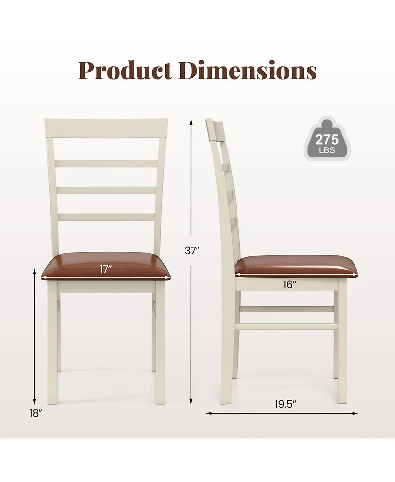 Sugift Pu Leather Wooden Dining Chairs Set of Two