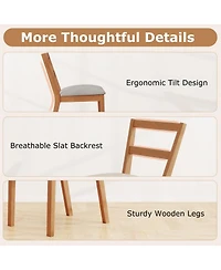 Sugift Farmhouse Wooden Dining Chairs Set of Two with Cushioned Seat