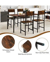 Sugift Dining Chairs Set of Four with Metal Legs and Slanted Back