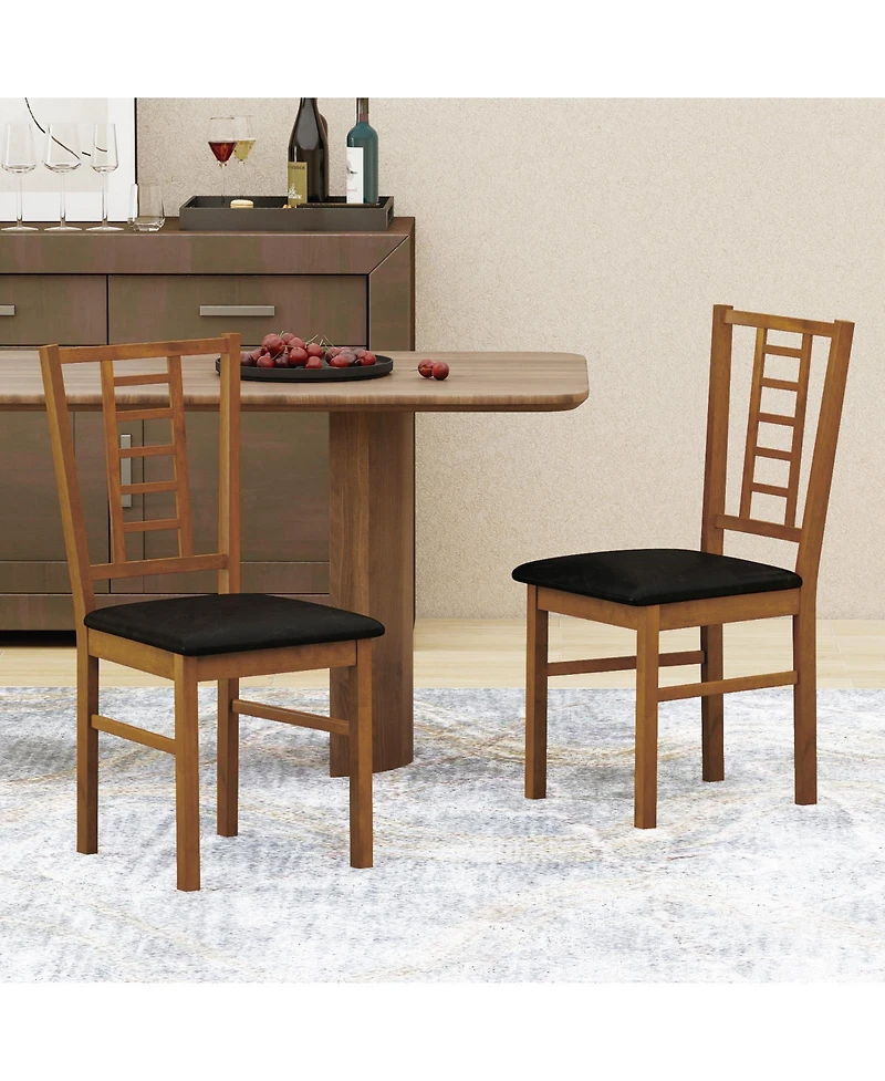 Sugift Pu Leather Upholstered Wood Dining Chairs Set of Two