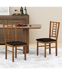 Sugift Pu Leather Upholstered Wood Dining Chairs Set of Two
