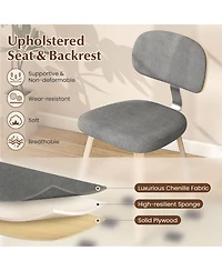 Sugift Chenille Upholstered Wooden Dining Chairs Set of Two