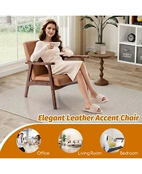 Sugift Mid Century Modern Accent Chair with Solid Wood Frame