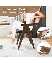 Sugift Mid Century Wooden Accent Chairs Set with Padded Seats