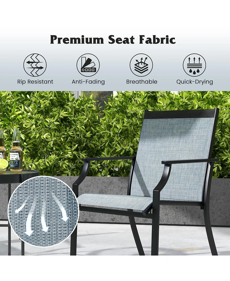 Sugift 2 Piece Patio Dining Chairs with Breathable Seats and Metal Frame