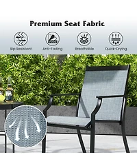 Sugift 2 Piece Patio Dining Chairs with Breathable Seats and Metal Frame