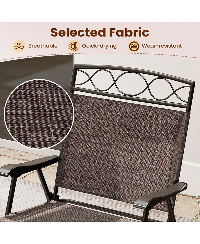 Sugift Set of Four Patio Folding Dining Chairs with Armrests