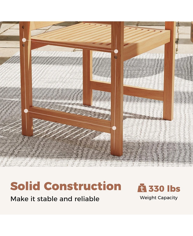 Sugift Patio Chairs Set of Two with Inclined Backrests and Slatted Seats