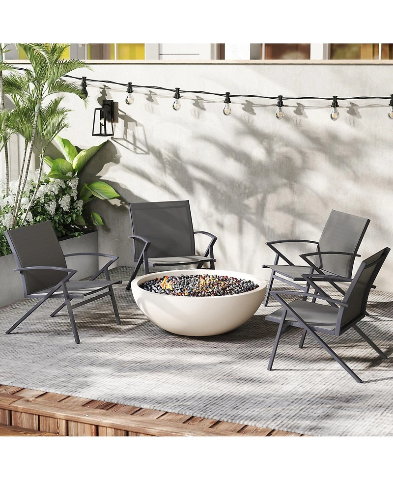 Sugift Patio Chairs Set of Two Lawn Chairs with Heavy Duty Metal Frame