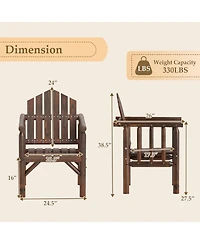 Sugift Outdoor Wooden Patio Dining Chair with Armrests