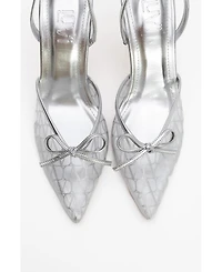 Prologue Shoes Women's Peony Mesh Bow Pointed Toe Pump