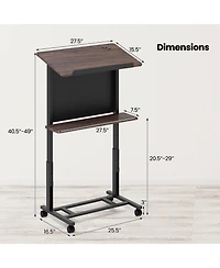 Sugift 40.5-49 Inch Height Adjustable Rolling Podium Stand Lectern Table