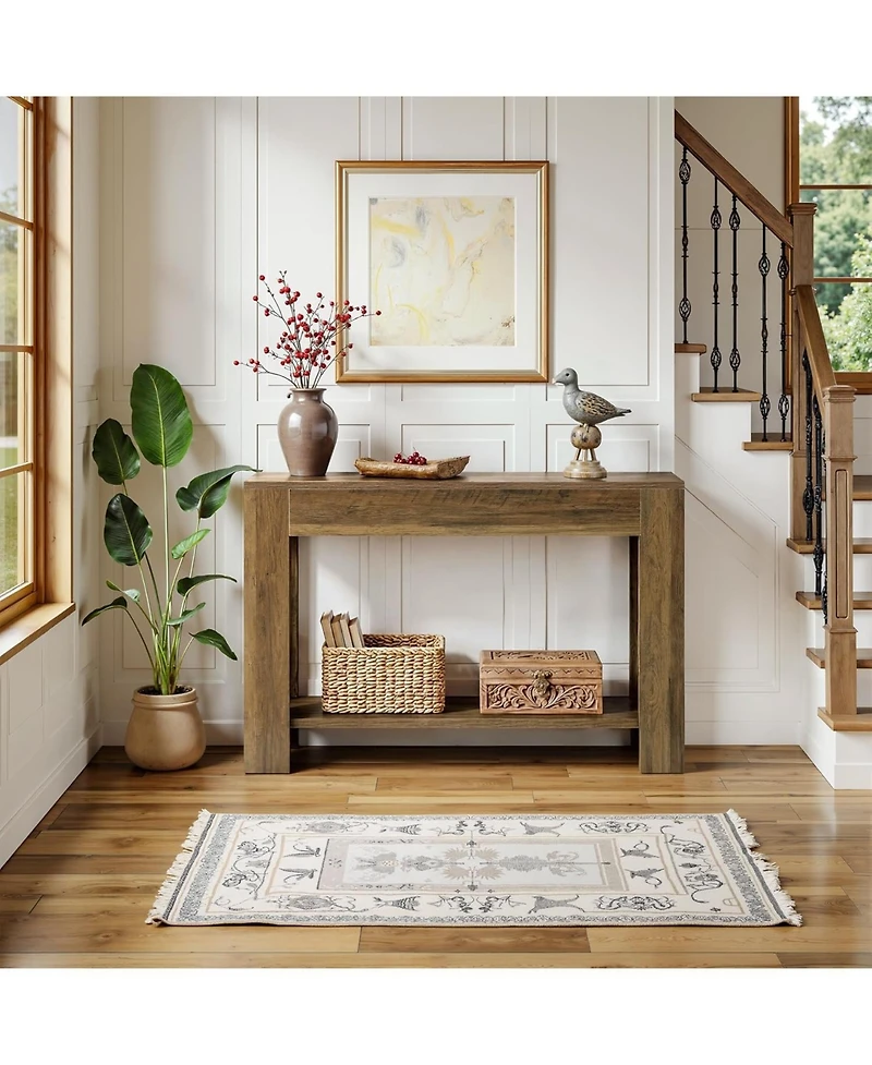 Tribesigns 41.3'' Farmhouse Console Table, 2-Tier Sofa Entryway Table with Storage, Narrow Wooden Behind Couch