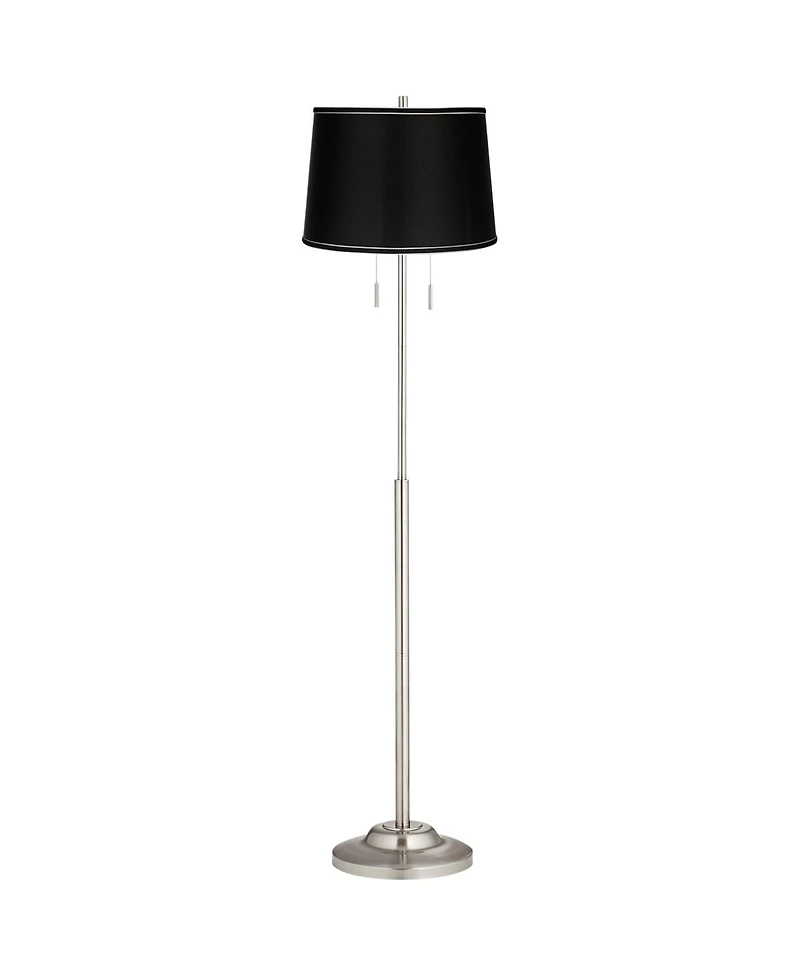 360 Lighting Abba Modern Floor Lamp Standing 66" Tall Brushed Nickel Satin Tapered Drum Shade for Living Room Bedroom Office House Home