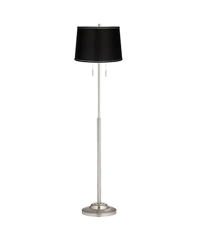 360 Lighting Abba Modern Floor Lamp Standing 66" Tall Brushed Nickel Satin Tapered Drum Shade for Living Room Bedroom Office House Home