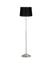 360 Lighting Abba Modern Floor Lamp Standing 66" Tall Brushed Nickel Satin Tapered Drum Shade for Living Room Bedroom Office House Home