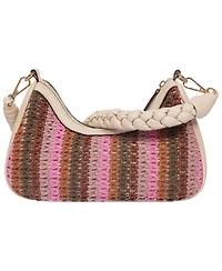 Tommy Bahama Woven Ribbon Zip Top Hobo Bag – Striped Woven Shoulder Bag with Braided Strap
