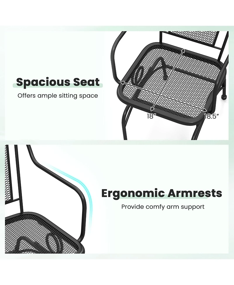 Gouun Set of 2 Steel Frame Rocking Chair for Porch and Patio