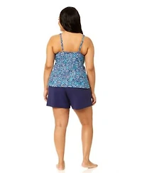 Island Escape Plus Size Printed V Neck Underwire Tankini Top Macys Exclusive Shorts