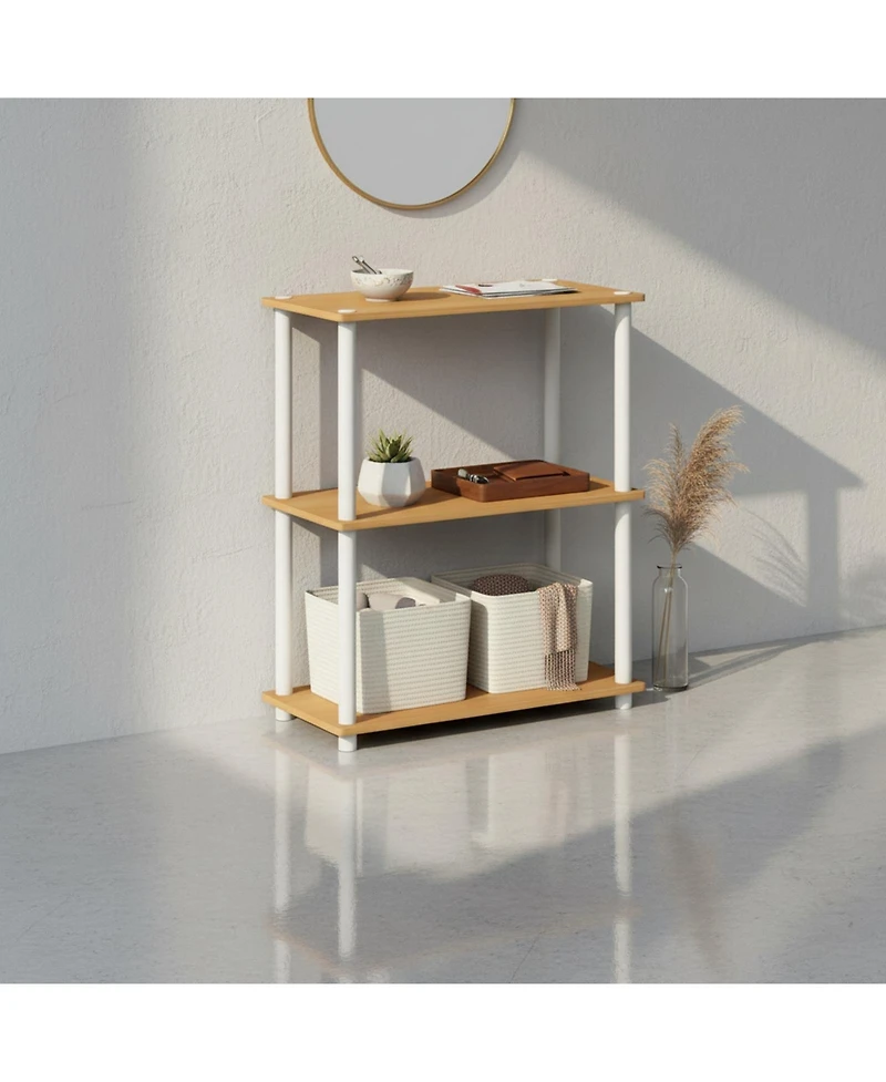 Yigii 3-Tier Bookshelf Compact Display Rack Modern Minimalist Wood Storage for Living Room Bedroom Home Office