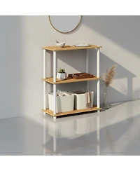 Yigii 3-Tier Bookshelf Compact Display Rack Modern Minimalist Wood Storage for Living Room Bedroom Home Office
