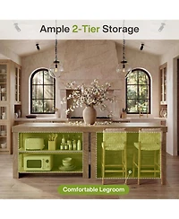 Tribesigns Kitchen Island with Storage, 55-Inch Large Stationary Center Island with 3 Shelves and Seating Space, Farmhouse Wooden Bar Table