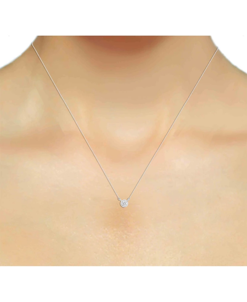 Lab-Created Diamond Bezel Solitaire Pendant Necklace (1/5 ct. t.w.) in Sterling Silver, 18" + 2" extender