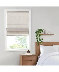 Laoties Linen Blend Total Blackout Flat Fold Cordless Roman Shade