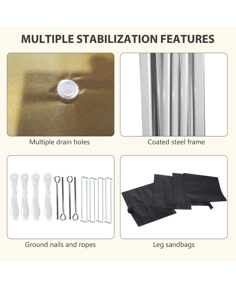 Outsunny 10' x 10' Pop Up Canopy with 3 Sidewalls and Carry Bag,